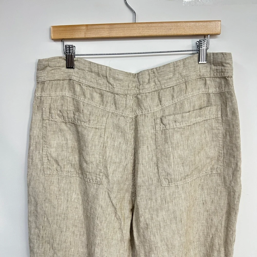 100% Linen Pants Mens 34x34 Drawstring Straight Leg Beige Costal Joseph & Feiss